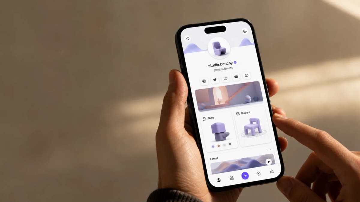 benchy.world manufacturable model library on a phone